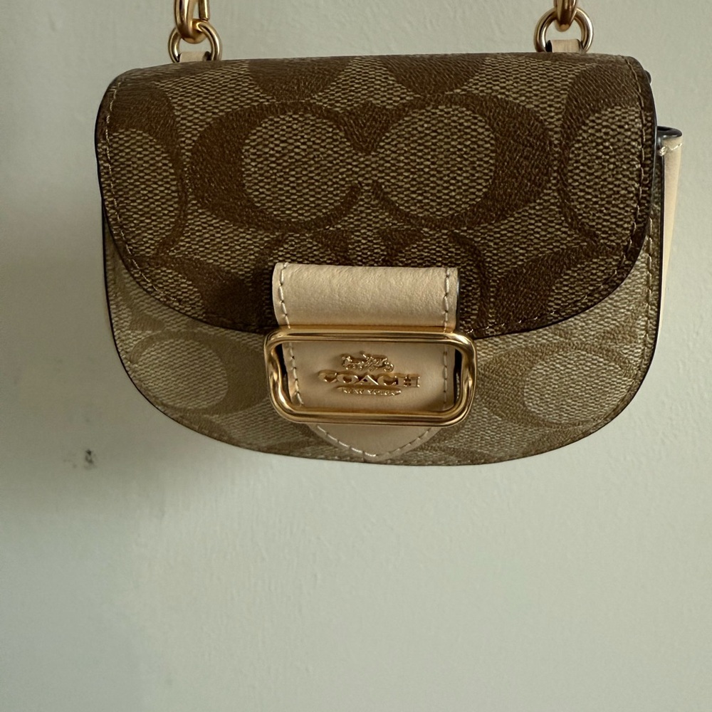 Coach Signature Brown and Cream Mini Bag